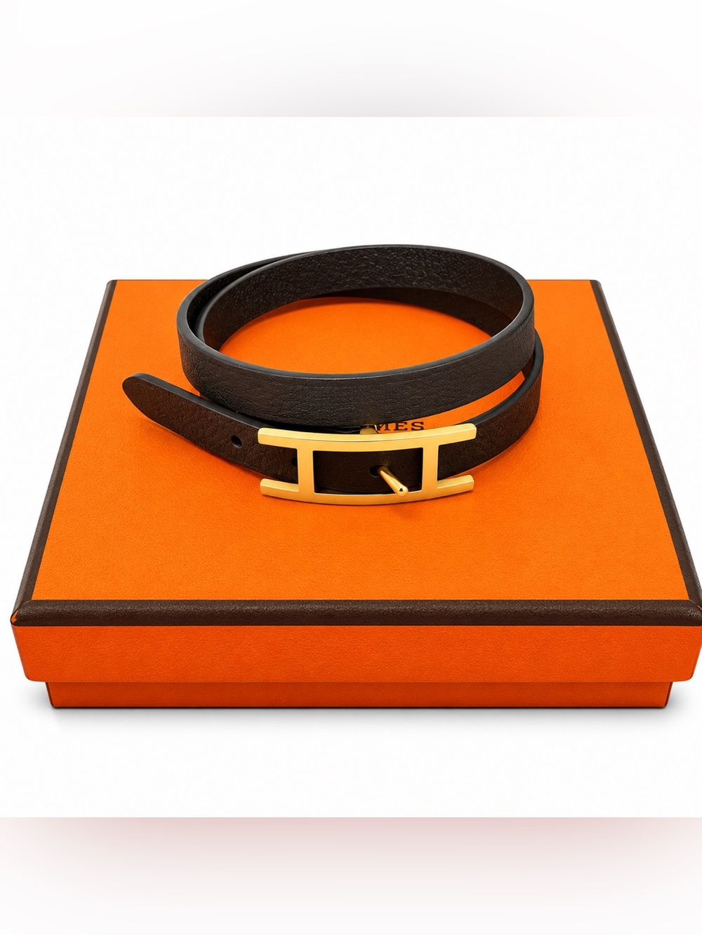 Hermès Behapi Double Tour bracelet in Black with Gold Finish